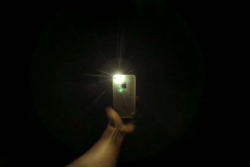 activating flashlight on camera